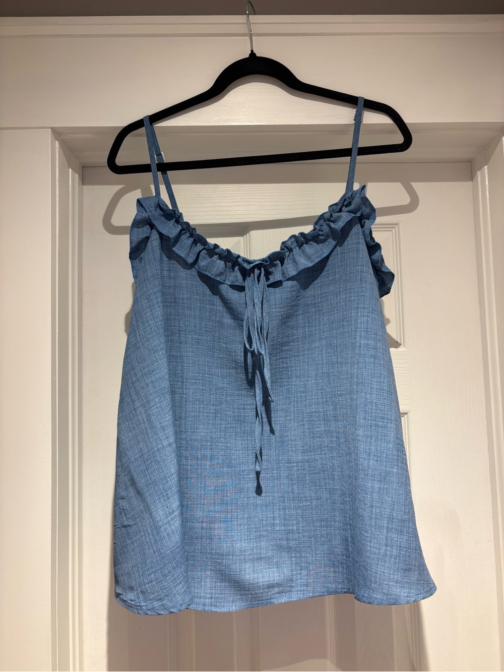 SHEIN Light Blue Ruffled Tie-Front Spaghetti Strap Camisole